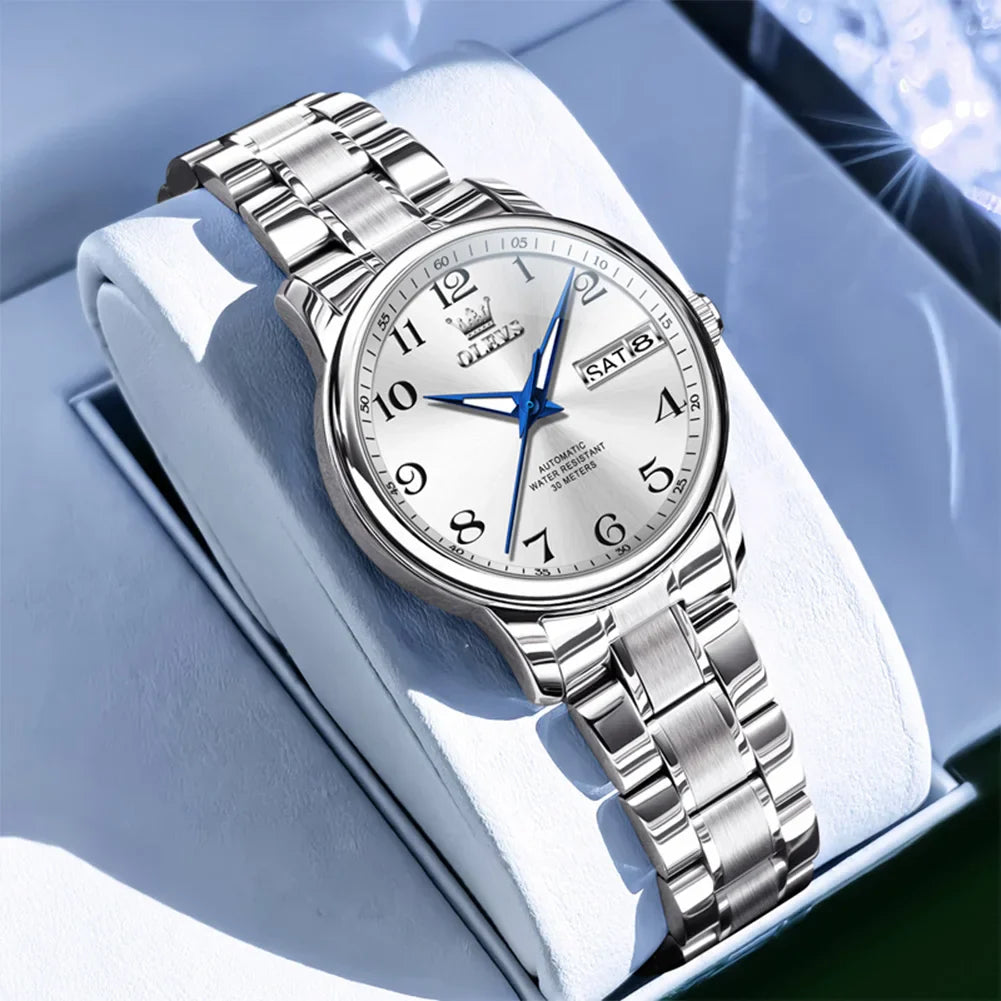 OLEVS Orologio di lusso di alta qualità per donna Orologio meccanico automatico da donna impermeabile in acciaio inossidabile Orologi da donna eleganti