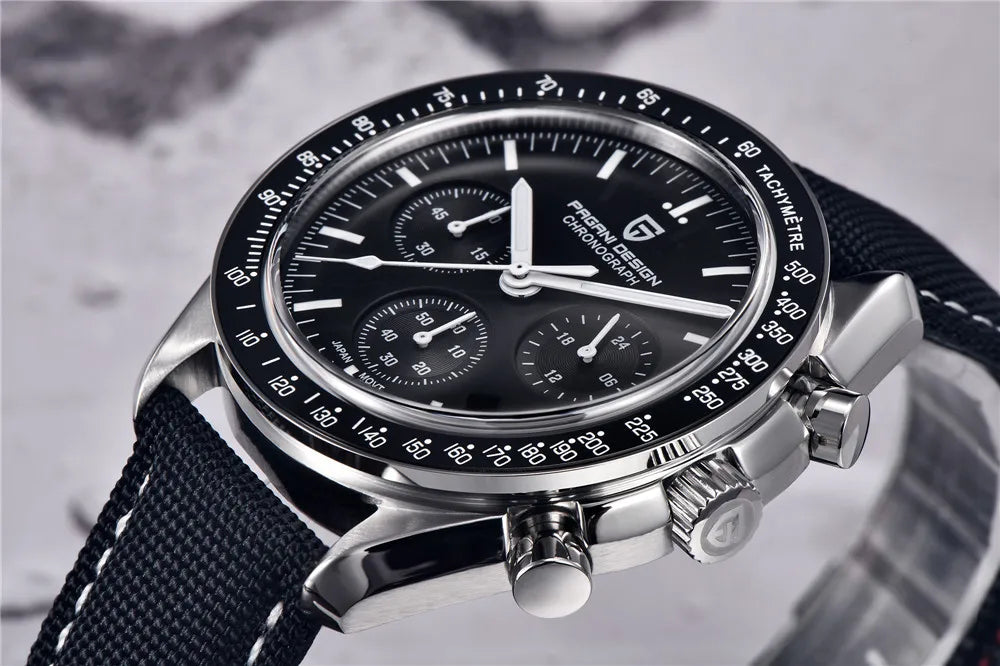 PAGANI DESIGN 500 Orologio da Uomo di Lusso con Cronografo Sportivo, Quadrante Tondo, Vetro Zaffiro AR, Movimento Giapponese, Acciaio 316L, Luminoso
