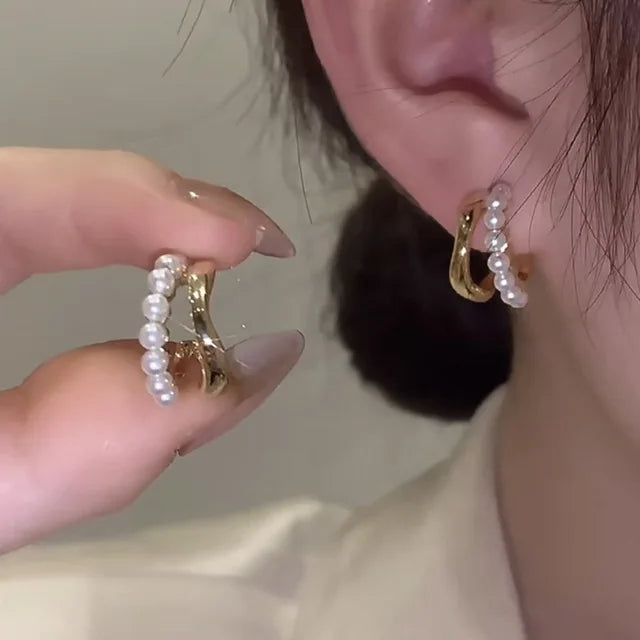 Gioielli in oro 14k di lusso Orecchini in oro reale Zircone Perla Twist Orecchini a bottone di lusso per le donne Brincos Pendientes Bijoux
