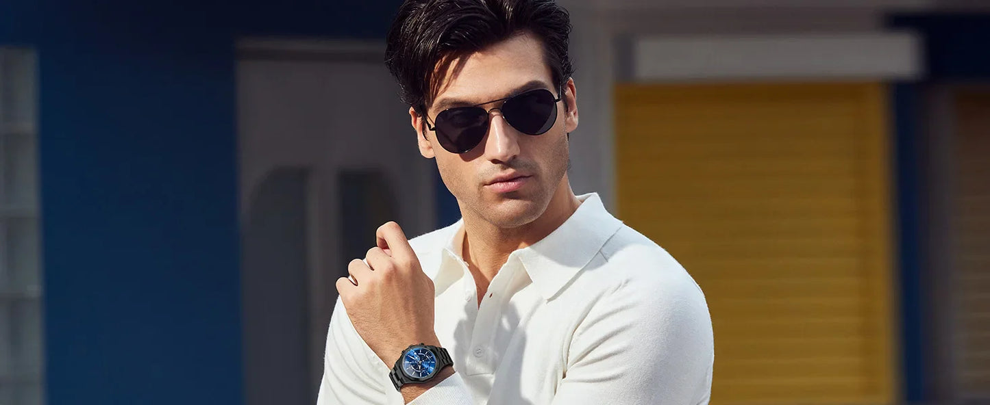 SAPHERO Orologio Cronografo Uomo al Quarzo 5ATM Impermeabile Acciaio Inox con Data, Regalo Perfetto per Padre, Marito, Fidanzato per Natale, Compleanno, San Valentino