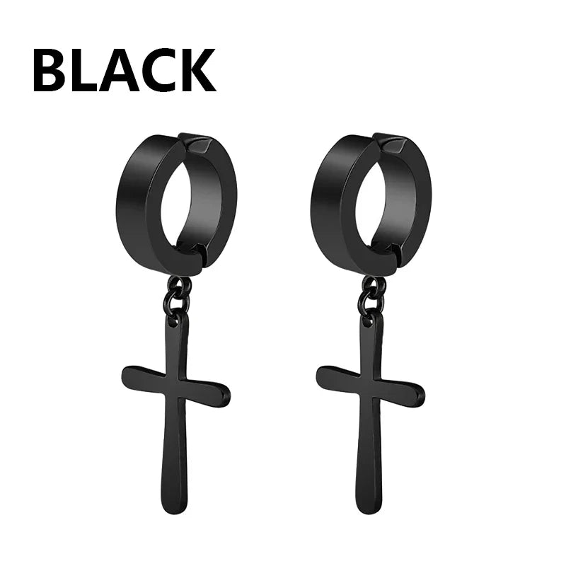1/16 paia di orecchini a bottone magnetici da uomo in acciaio inossidabile con croce Non penetrante orecchini a cerchio Unisex CZ Magnet Clip on Earring