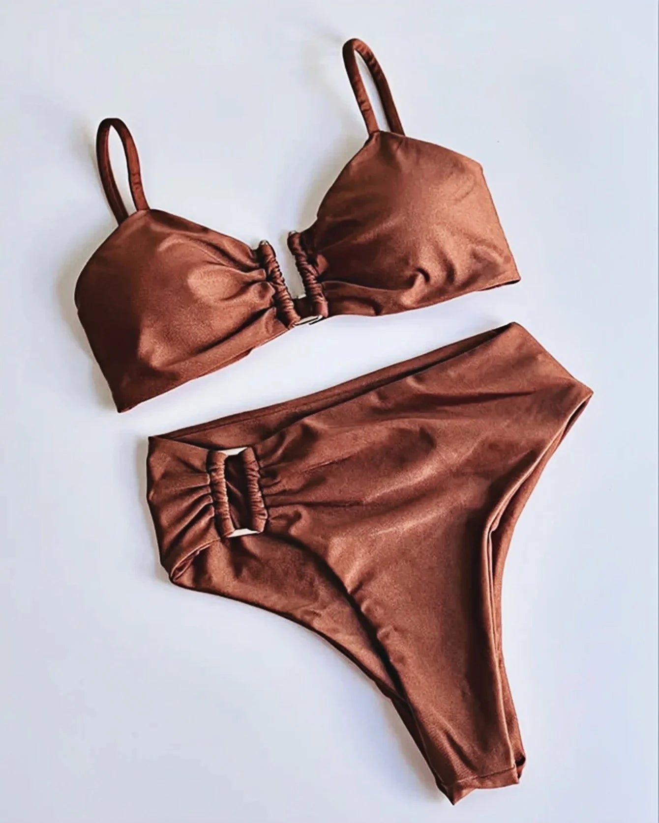 Bikini a Fascia Push-Up Donna 2024, Costume da Bagno Sexy Femminile, Set Bikini Brasiliano con Perizoma, Tinta Unita, Abbigliamento da Spiaggia