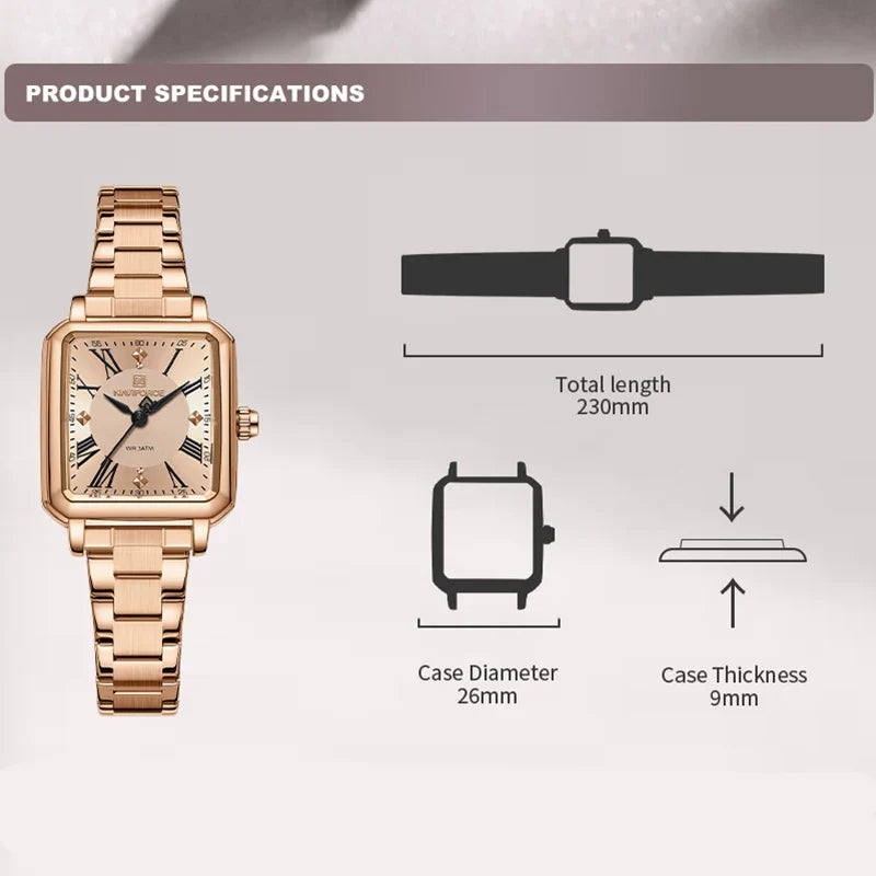 NAVIFORCE Orologio da donna alla moda per donna Orologio da polso da donna casual impermeabile al quarzo in acciaio inossidabile da regalare alla fidanzata 2025