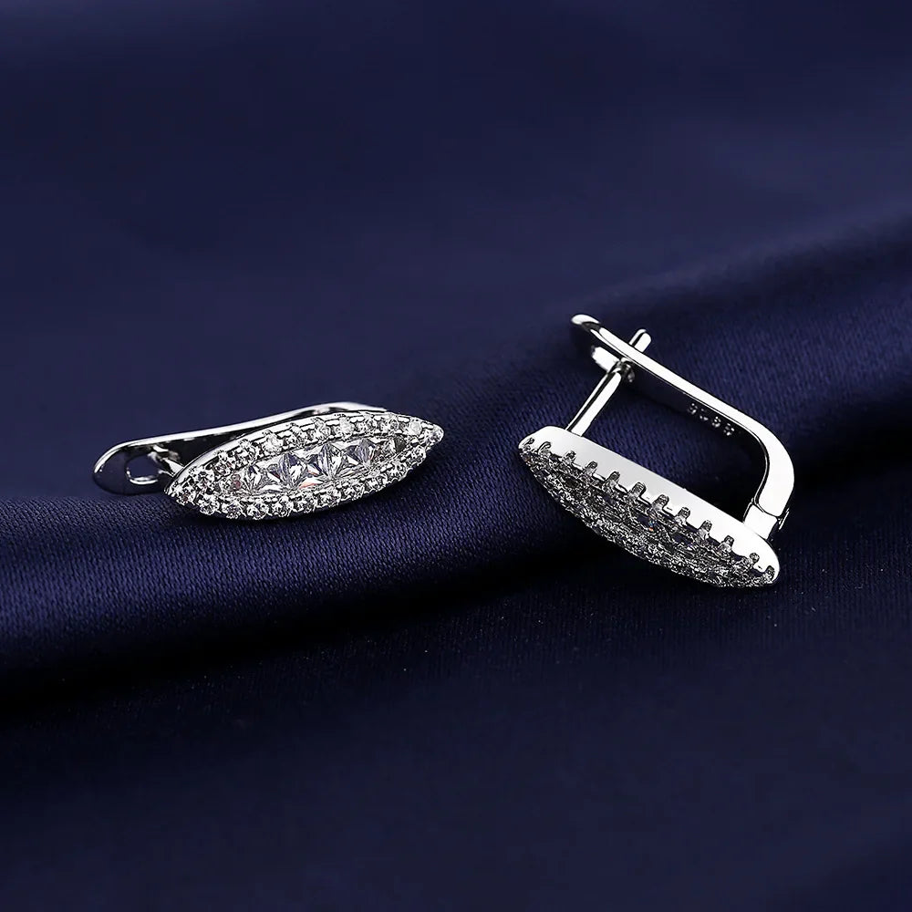 Orecchini in argento sterling 925 gioielli di alta qualità retrò modello semplice orecchini con zirconi bianchi viola vendita calda