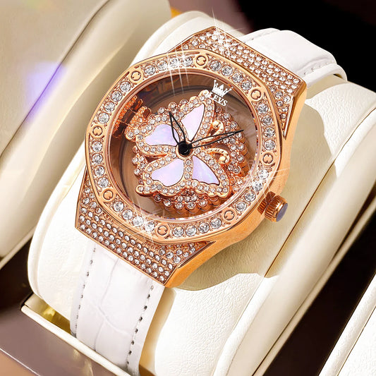 OLEVS 9996 Orologio Elegante di Lusso da Donna, Orologio al Quarzo Scheletrato, Impermeabile, con Quadrante Luminoso e Diamanti, Regalo Originale