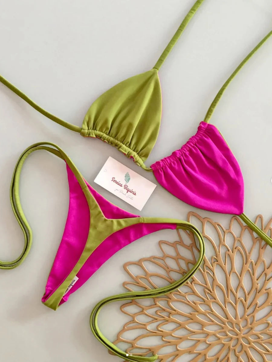 Micro Bikini 2026 Costume da bagno donna Nuovo costume da bagno sexy Halter Bikini Set brasiliano Biquini Perizoma femminile Beachwear Party Wear
