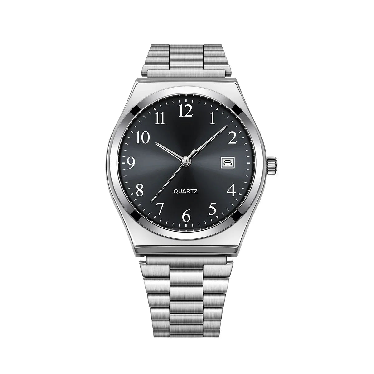 LUCKY FOX - Orologio da polso elegante e minimalista in acciaio inossidabile con quadrante nero - Cronometraggio preciso per tutti i giorni