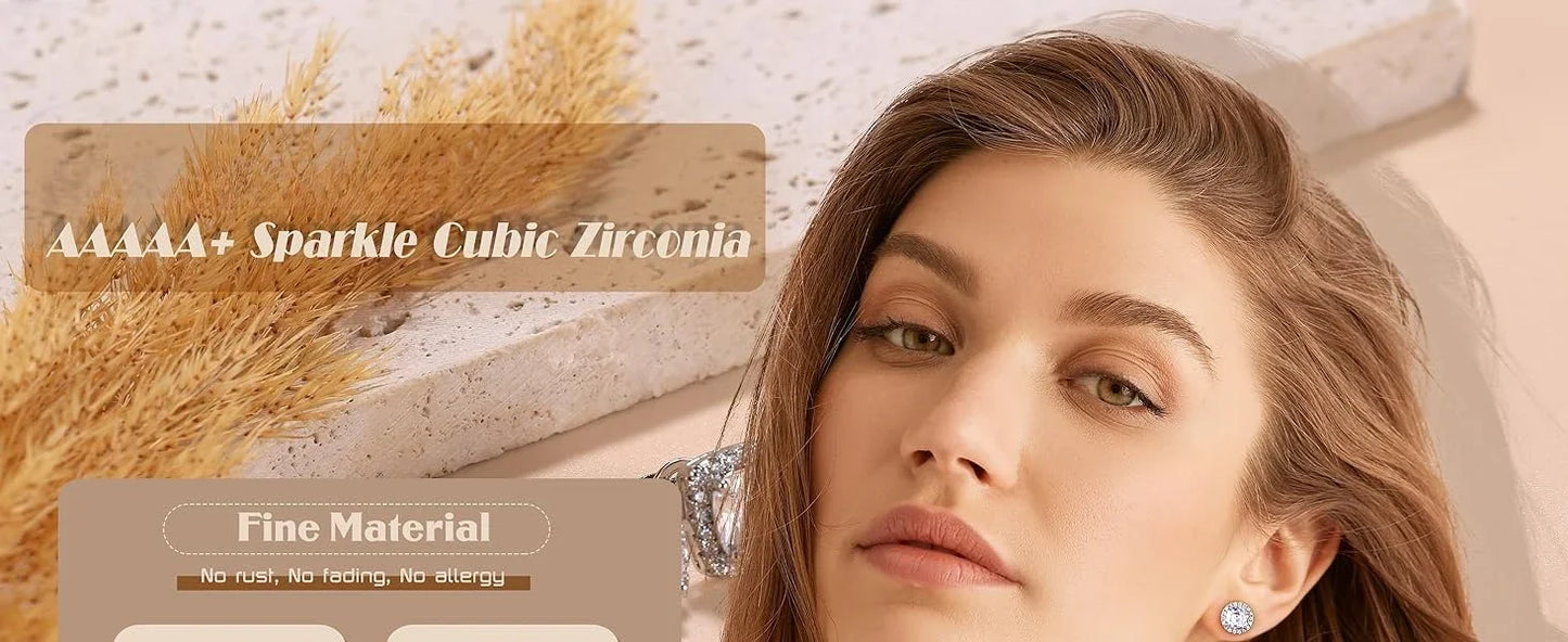 Drperfect Orecchini in argento con zirconi cubici per donna Uomo Orecchini a bottone delicati ipoallergenici placcati in oro 14 carati