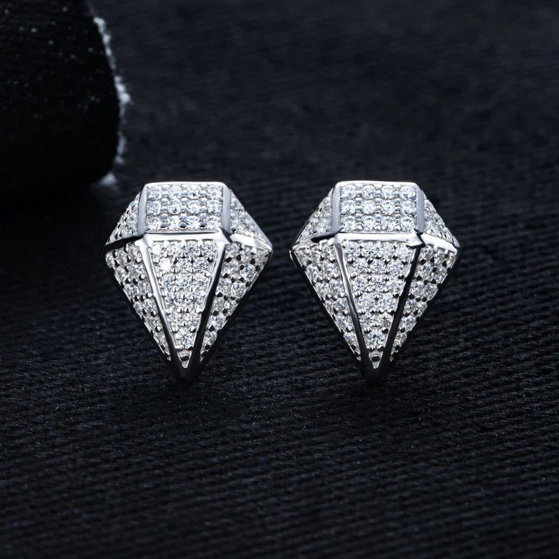 MossanRappr 0.94cttw Moissanite Eleganti orecchini a rombo in argento sterling 925 D Colore ghiacciato Gioielli Hip Hop per uomo Donna