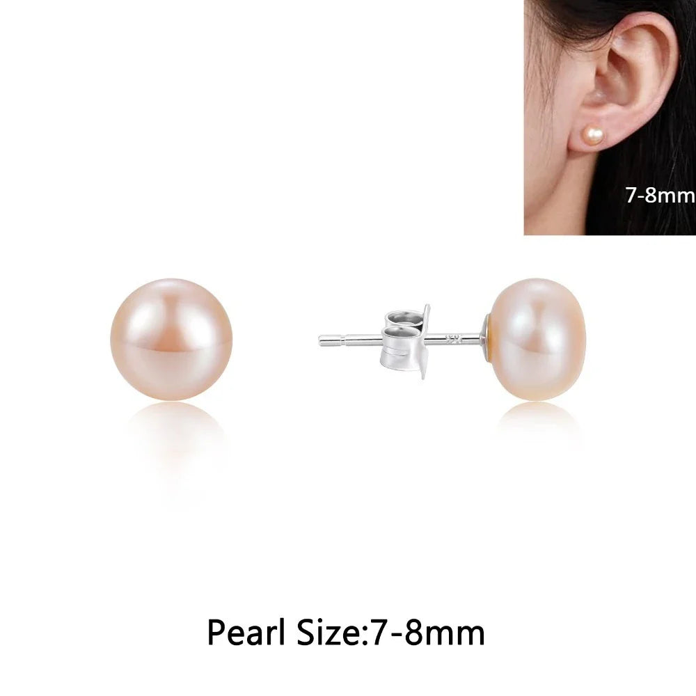 Orecchini a Perno con Perle Naturali d'Acqua Dolce per Donne, Argento Sterling 925, Gioielli Semplici e Colorati con Perle Selezionate a Mano