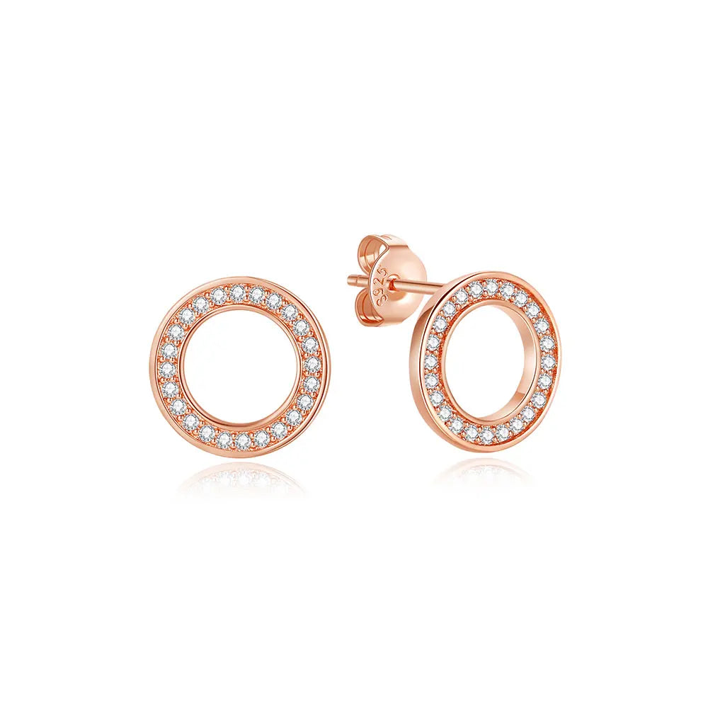 Orecchini Originali in Argento Sterling 925, Modello 2026, a Perno e a Cerchio con Cristalli, per Donna, in Oro Rosa, con Corona, Cuore, Infinito, Ape, Gioielli
