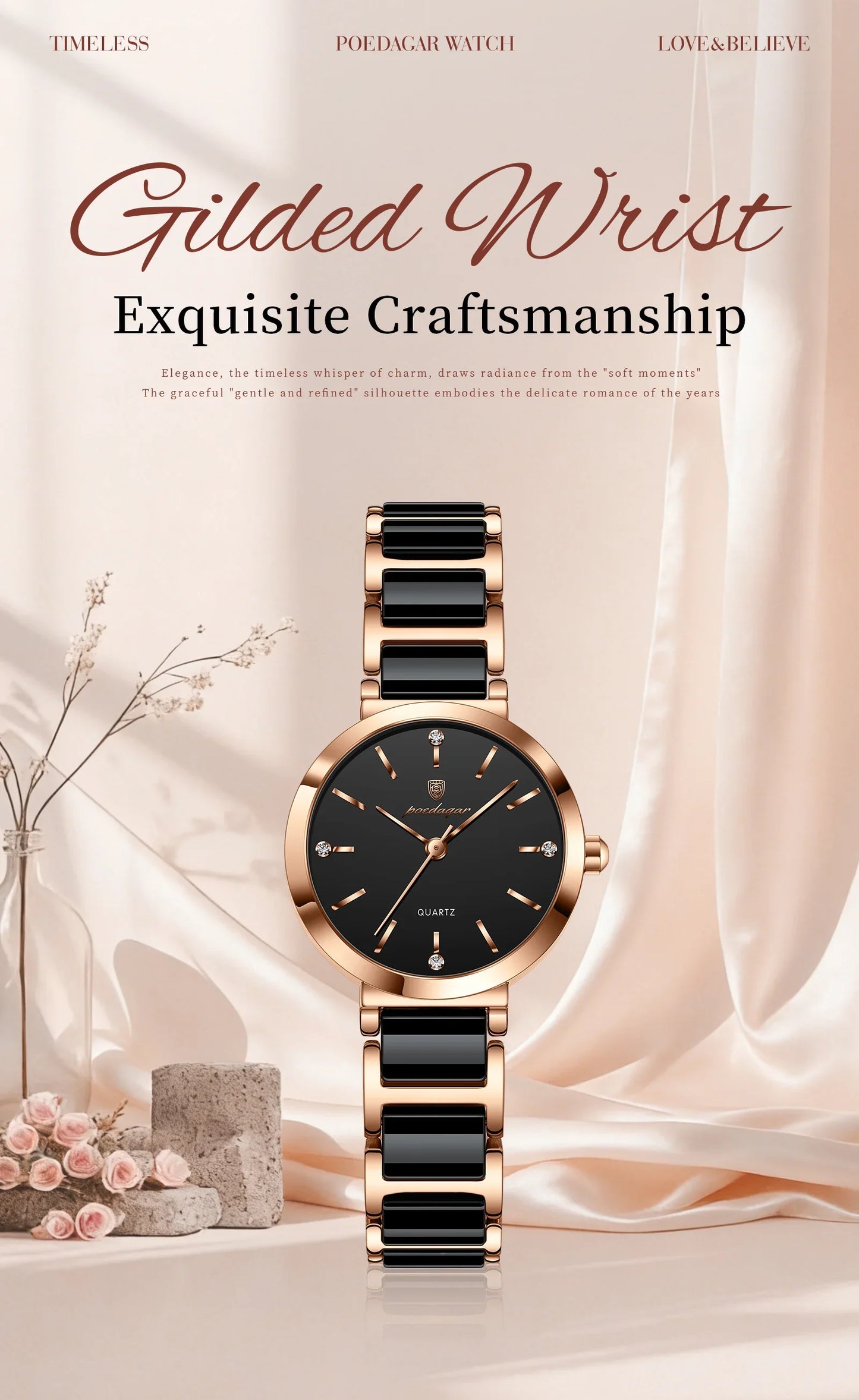 Orologio di lusso POEDAGAR Top Diamond per donna, orologio al quarzo da donna di alta qualità, impermeabile, in acciaio inossidabile, con scatola.