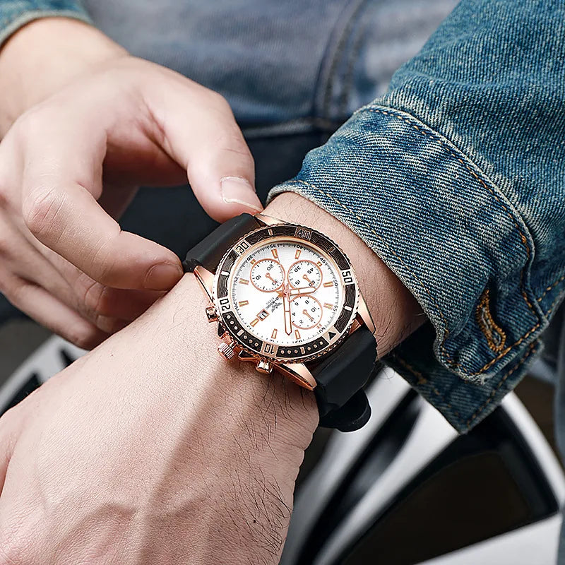 Orologi sportivi da uomo con cinturino in silicone casual Calendario di moda Orologio da polso da uomo d'affari Reloj Hombre