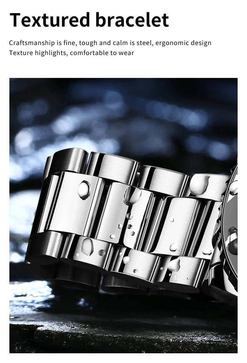 OLEVS 5885 Orologio da uomo Orologio al quarzo impermeabile di marca originale Cinturino in acciaio inossidabile Data automatica Orologi da regalo da uomo per uomo