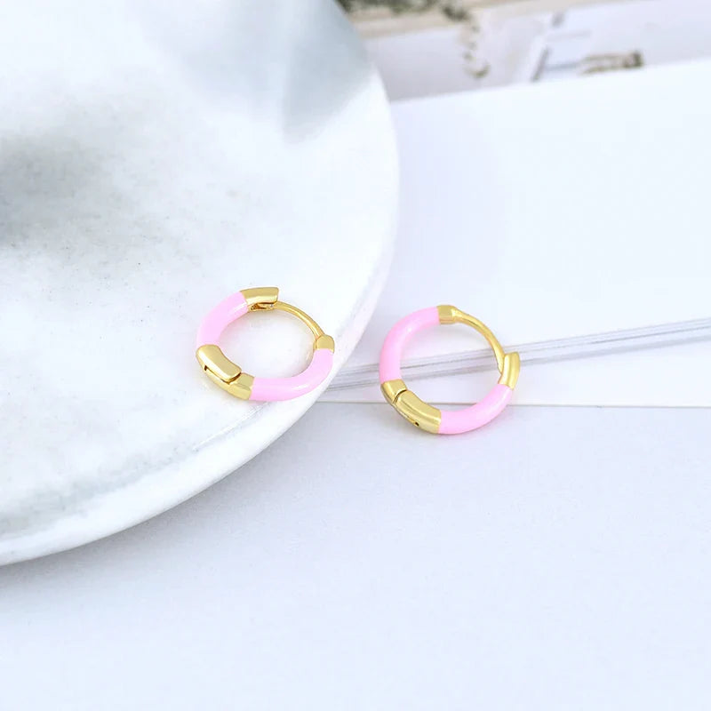 Lussuosa geometria 925 orecchio in argento sterling Ago rosa serie zircone orecchini a cerchio pendenti dolce moda regali di gioielli da sposa