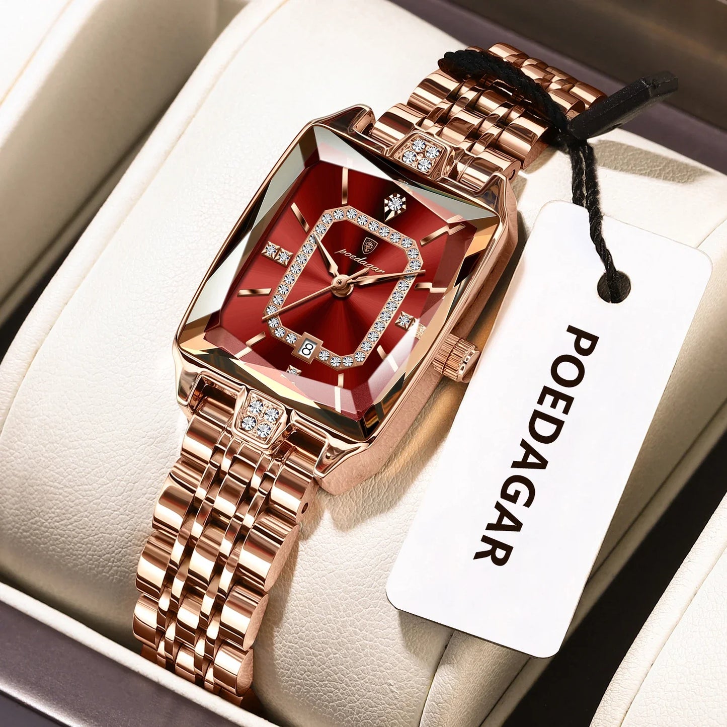 POEDAGAR Orologio da donna di lusso Impermeabile Data Orologio da polso da donna casual di alta qualità Orologio da donna elegante al quarzo in acciaio inossidabile