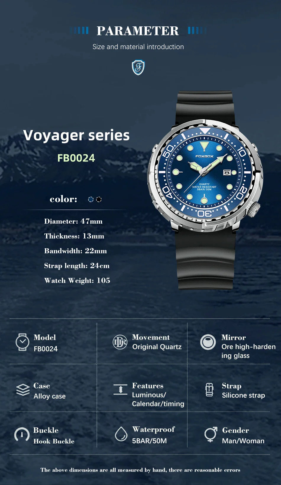 FOXBOX Top Brand Fashion Diver Watch Men 50ATM Waterproof Date Clock orologi sportivi orologio da polso al quarzo da uomo Relogio Masculino
