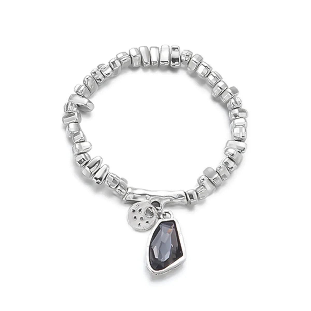 Set di bracciali con collana con pendente in cristallo grigio irregolare semplice barocco Set di gioielli con perline color argento estetico delicato per donna uomo