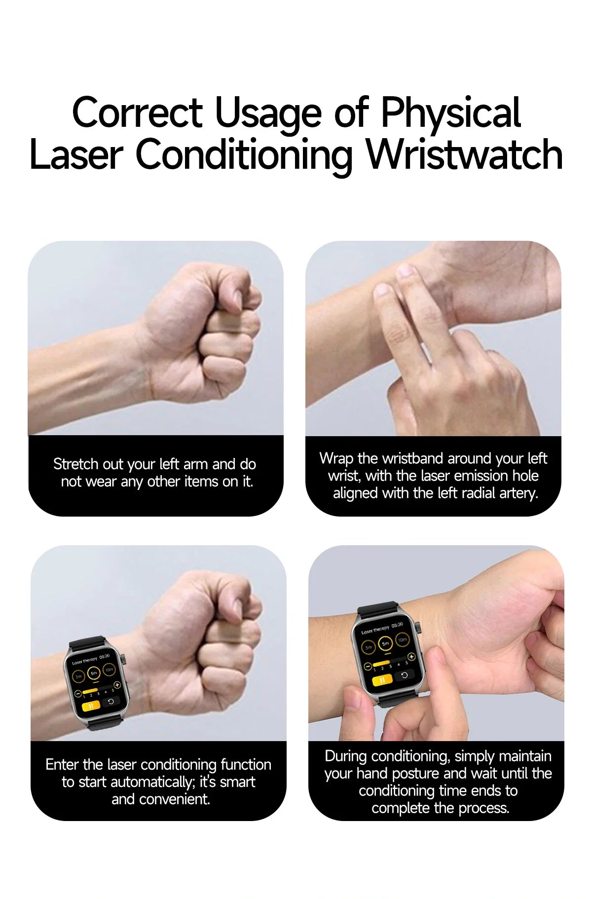 2025 Trattamento laser Tre Smartwatch alti 1.95 "Schermo curvo in zaffiro ECG + PPG Grasso nel sangue Acido urico Diagnosi salute Smartwatch