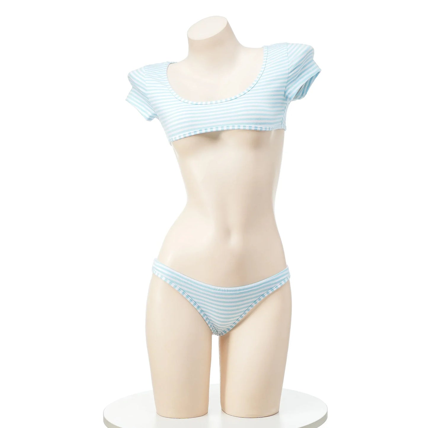 La biancheria intima giapponese della maglietta a righe Super corte imposta il Bikini uniforme delle ragazze del Costume Cosplay della scuola di stile a tre punti