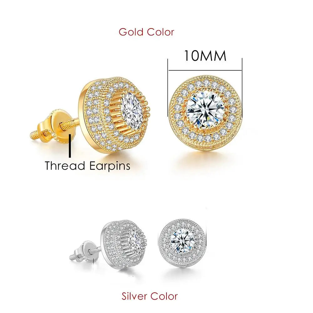 Rock Hip Hop ghiacciato orecchino a perno per uomo uomo Set completo zircone oro Piercing accessori per l'orecchio Punk Hippie Trend gioielli Dropship