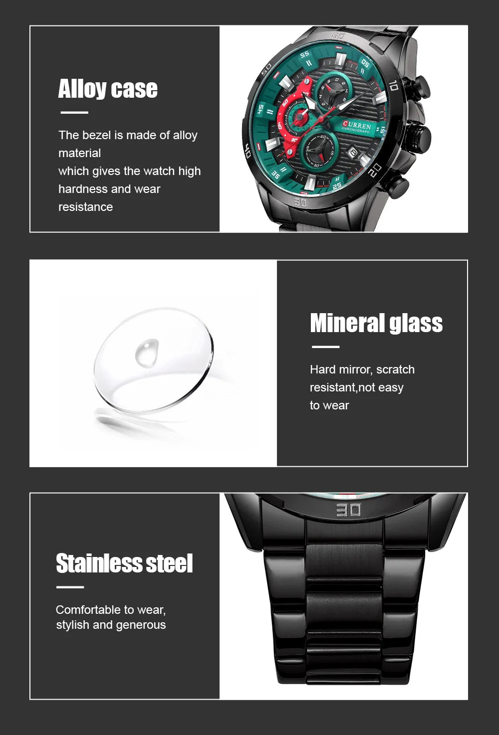 CURREN 8402 Orologio da uomo in acciaio inossidabile Moda creativa Quadrante luminoso con cronografo Orologio da uomo di lusso per il tempo libero reloj hombre