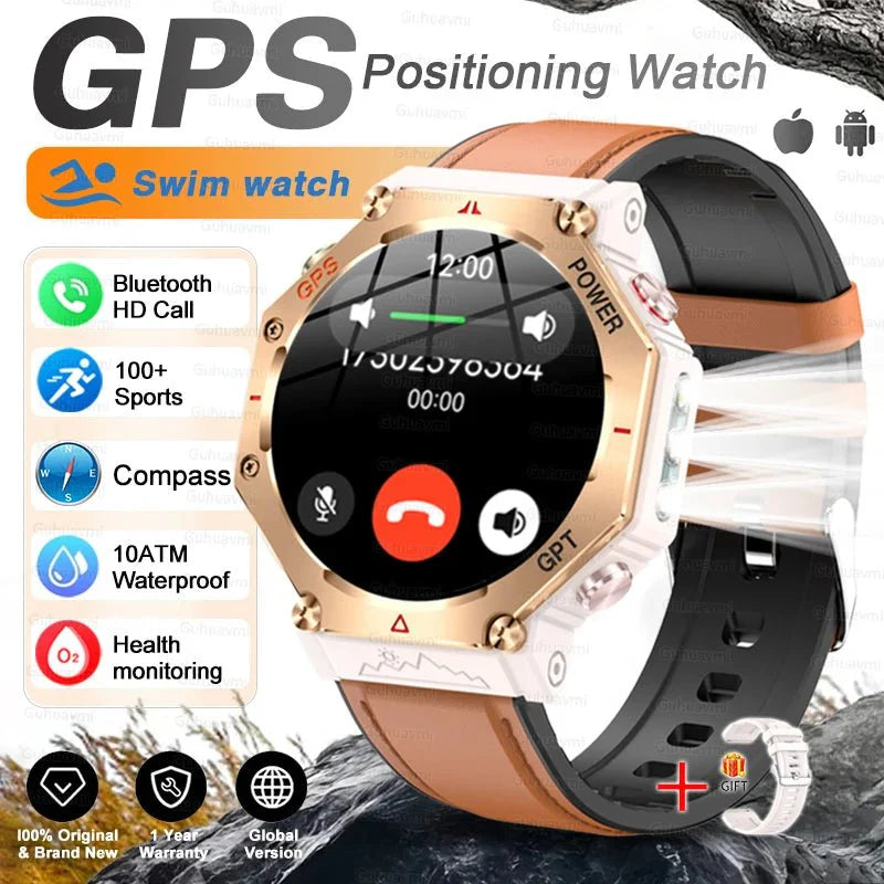 T-Rex 3 Grado Ultra Militare GPS Astuto Della Vigilanza 10ATM Bussola Impermeabile Altimetro Barometrico AMOLED Uomini HD Chiamata Sport Smartwatch