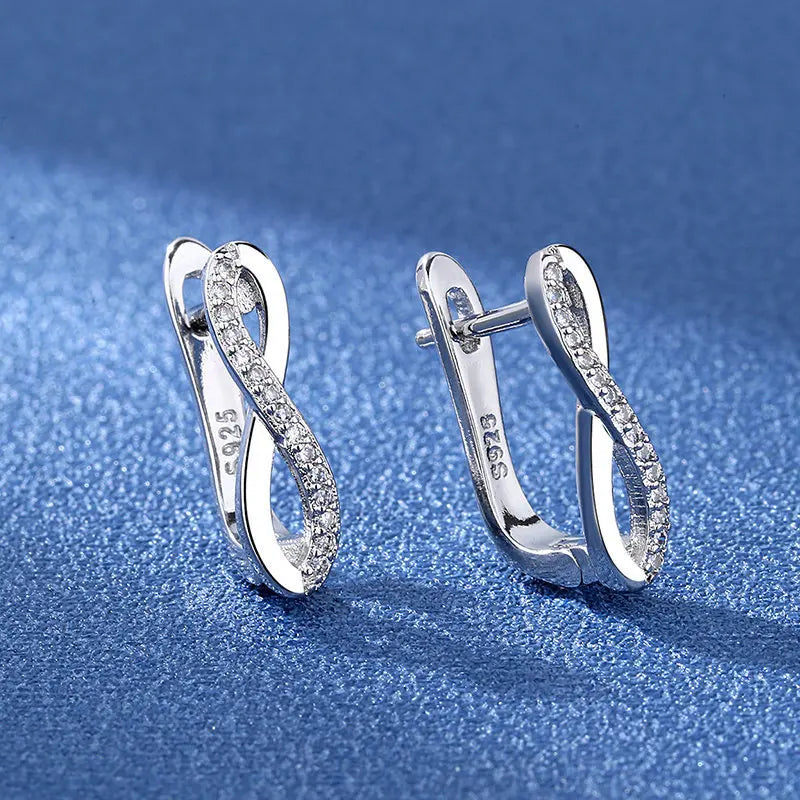 Orecchini in argento sterling 925 gioielli di alta qualità retrò modello semplice orecchini con zirconi bianchi viola vendita calda