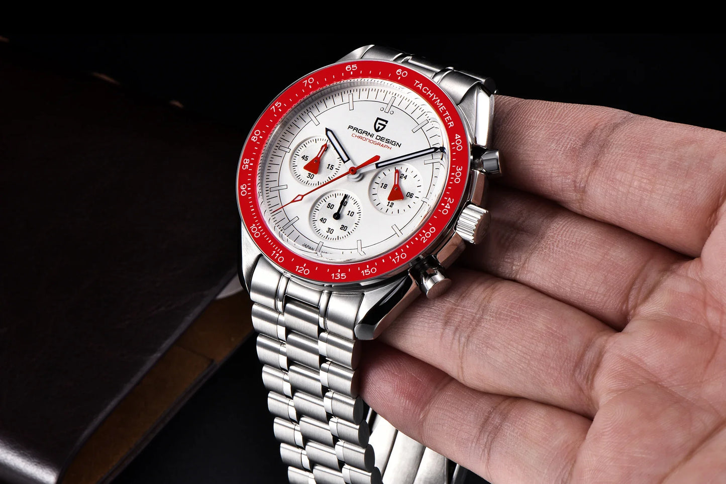 PAGANI DESIGN 500 Orologio da Uomo di Lusso con Cronografo Sportivo, Quadrante Tondo, Vetro Zaffiro AR, Movimento Giapponese, Acciaio 316L, Luminoso