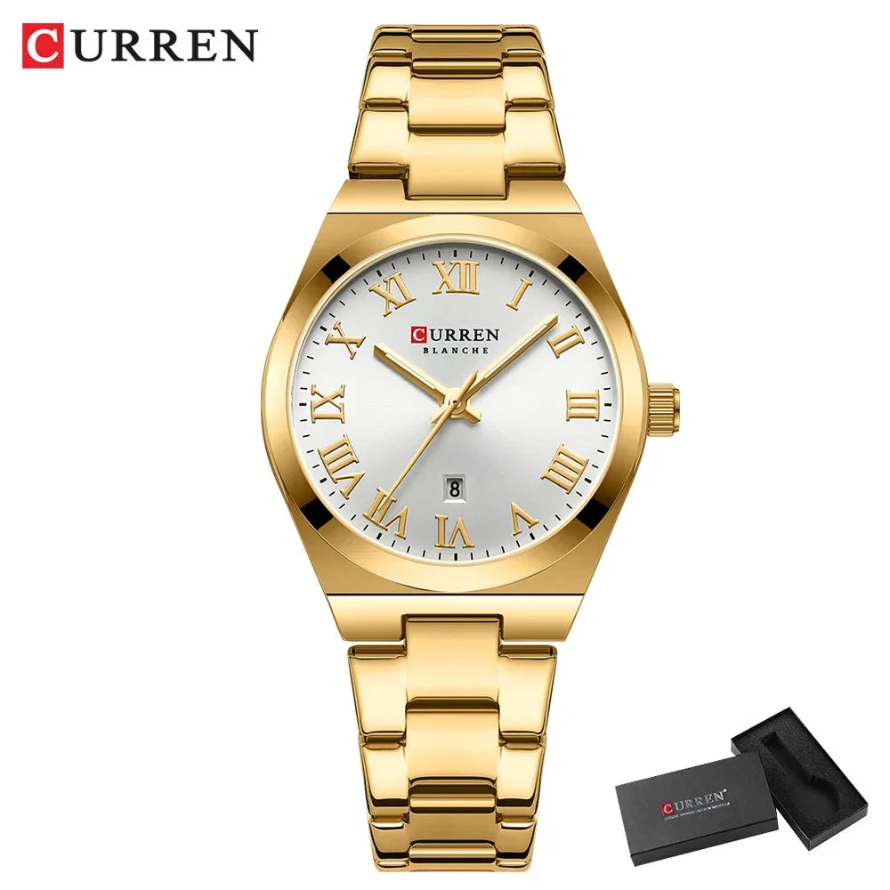 CURREN Orologio da donna, Orologi da donna, Orologi da donna, Abito alla moda impermeabile Bracciale in acciaio inossidabile Orologi analogici Data