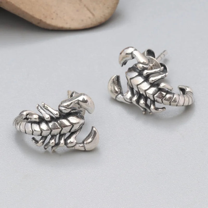 Buyee 925 Sterling Silver unico orecchino carino scorpione animale orecchino per donna uomo moda Punk Fine Jewelry orecchino