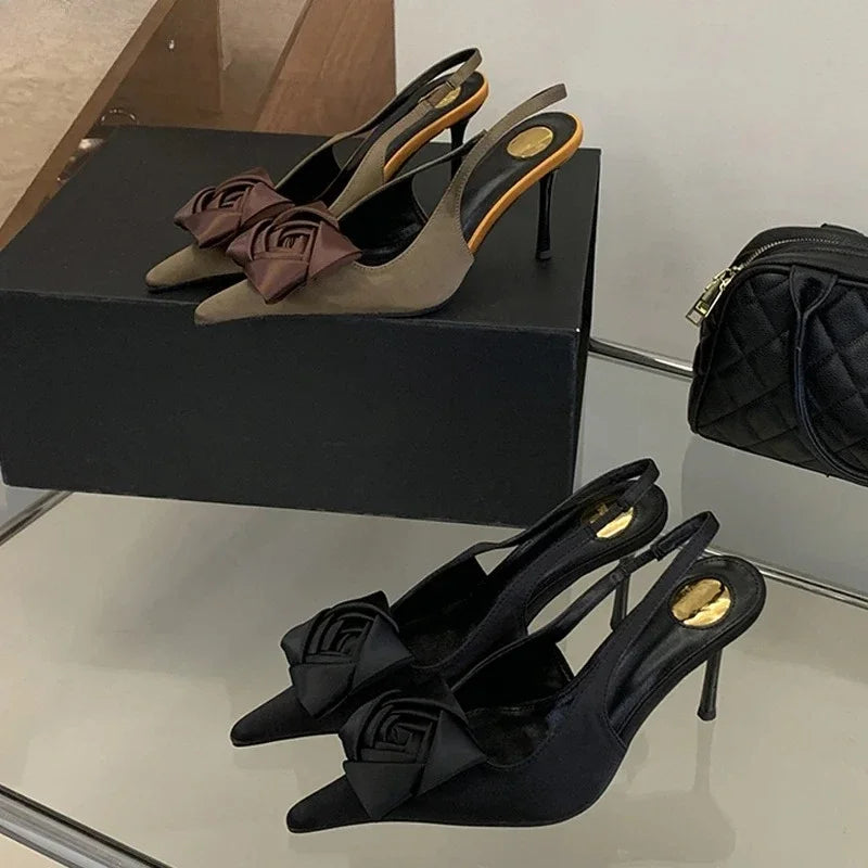 Aneikeh Summer Street Style Elegant Sexy Flower Designer Pointed Toe High Heels Women Shallow Fashion Pumps Banquet Dress Shoes