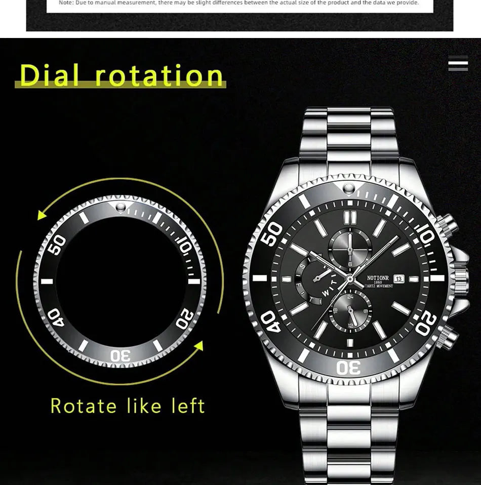 Orologi da lavoro da uomo di lusso Orologio da uomo al quarzo argento Orologio luminoso maschile