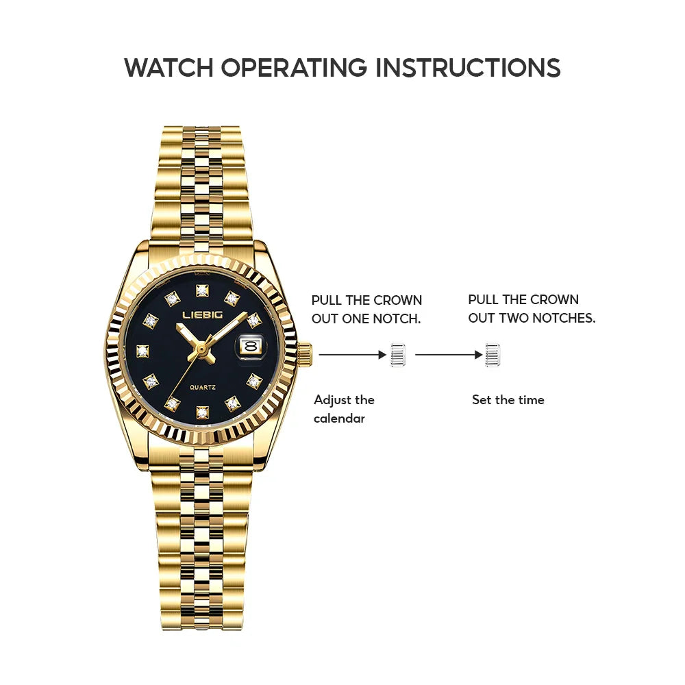 LIEBIG orologi da polso al quarzo eleganti di lusso delle migliori marche orologi automatici di moda per le donne orologio con cinturino in acciaio inossidabile Reloj Mujer