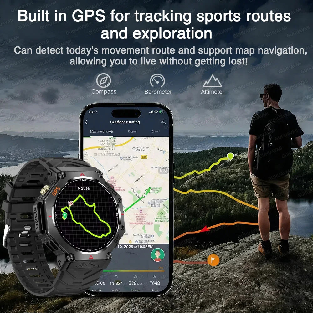 T-Rex 3 Grado Ultra Militare GPS Astuto Della Vigilanza 10ATM Bussola Impermeabile Altimetro Barometrico AMOLED Uomini HD Chiamata Sport Smartwatch