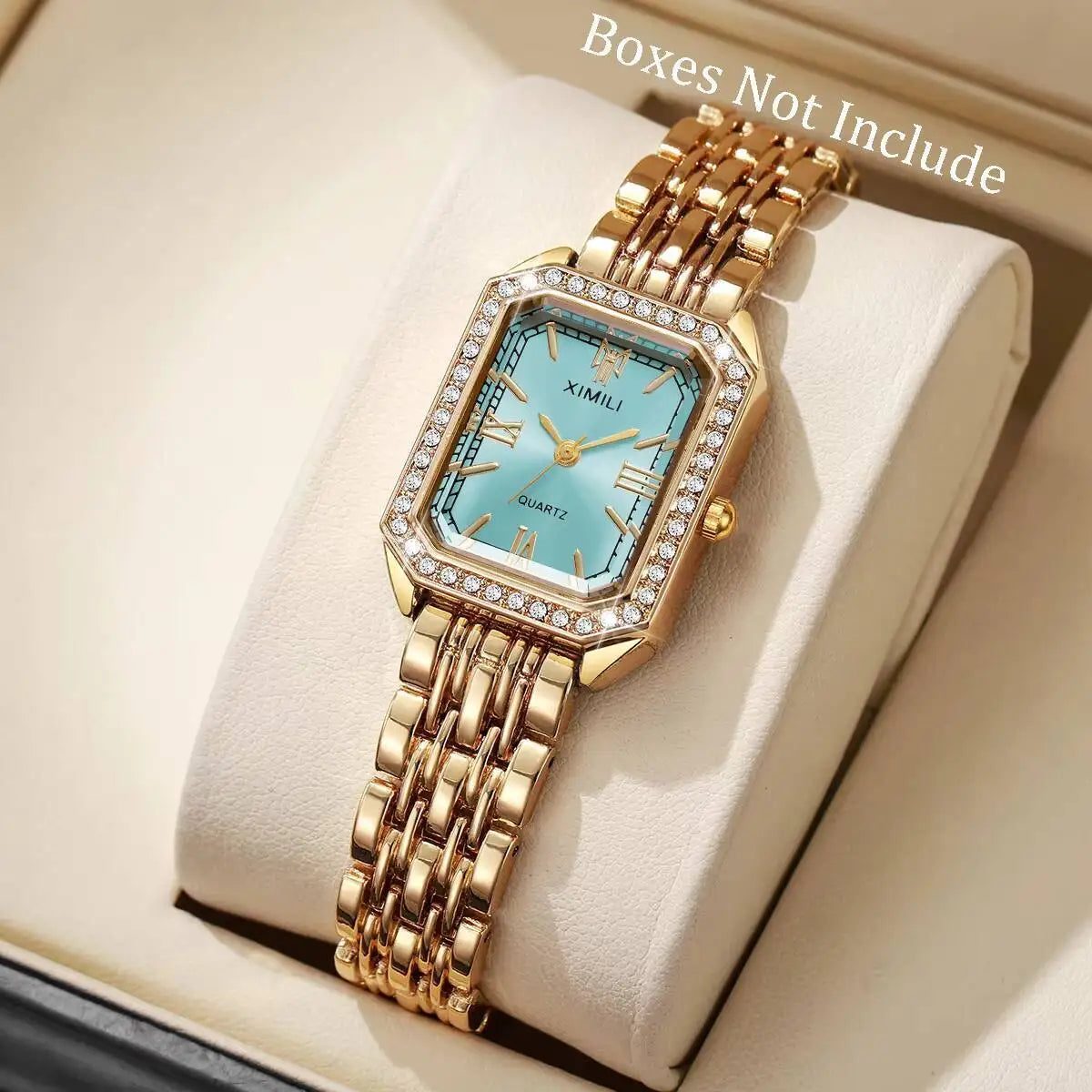 Orologi da donna rettangolari alla moda Orologio da donna al quarzo con strass Orologio da polso con cinturino Reloj Mujer (senza scatola)