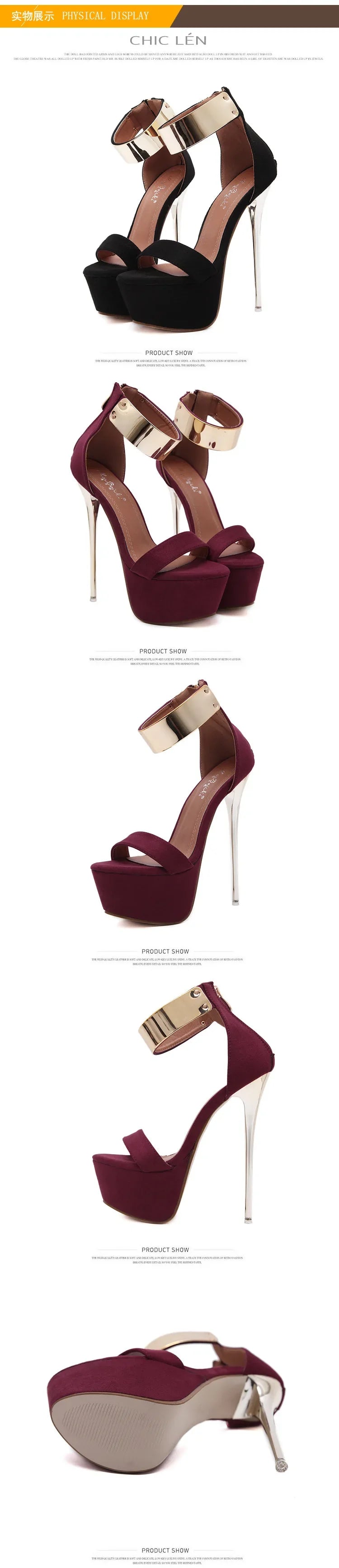 2026 Fashion Designer Metal Ankle Strap Women 16CM Heels Platform Sandals Shoes Female High Heels Sexy Party Dance Ladies Shoes