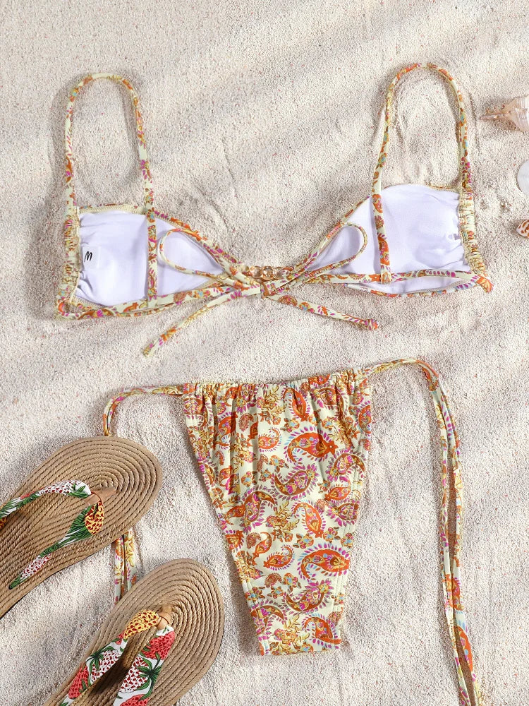 ZRTAK Costume a due pezzi Bikini 2025 Costume da bagno donna Push Up Costume da bagno Bikini sexy Set Costumi da bagno Stampa Beachwear Biquinis solidi