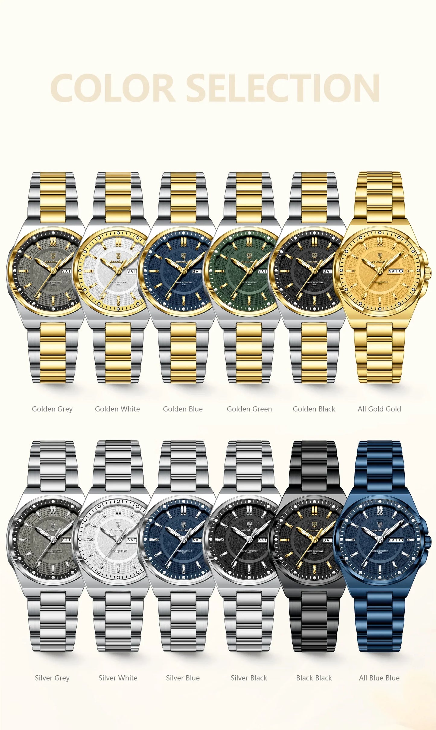 Orologio da Donna POEDAGAR Elegante con Data e Giorno della Settimana, Movimento al Quarzo, Acciaio Inossidabile, Luminoso e Impermeabile