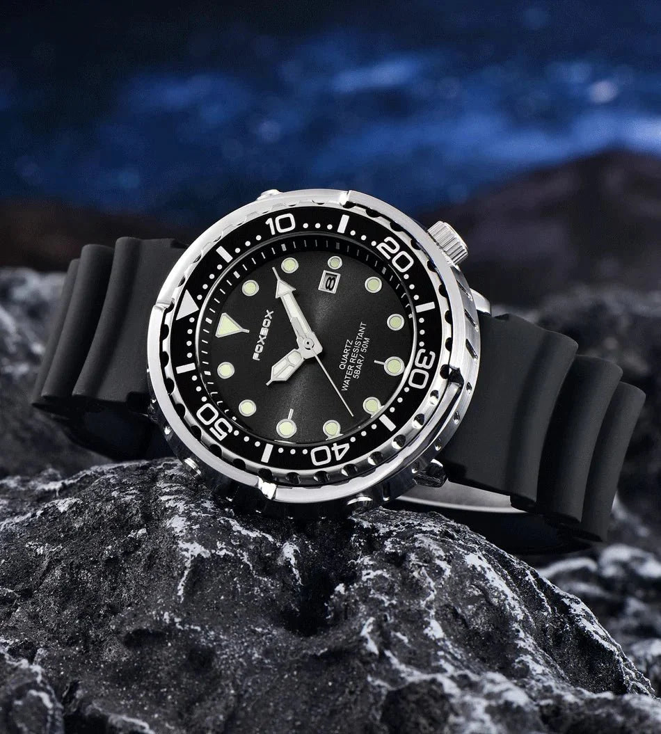 FOXBOX Top Brand Fashion Diver Watch Men 50ATM Waterproof Date Clock orologi sportivi orologio da polso al quarzo da uomo Relogio Masculino