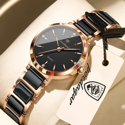 Orologio di lusso POEDAGAR Top Diamond per donna, orologio al quarzo da donna di alta qualità, impermeabile, in acciaio inossidabile, con scatola.