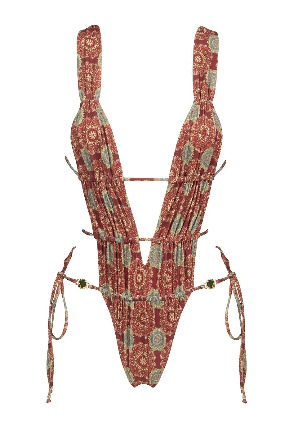 2025 Nuove stampe retrò scava fuori costume intero donna sexy costumi da bagno con lacci tropicale estate beachwear costume da bagno tuta
