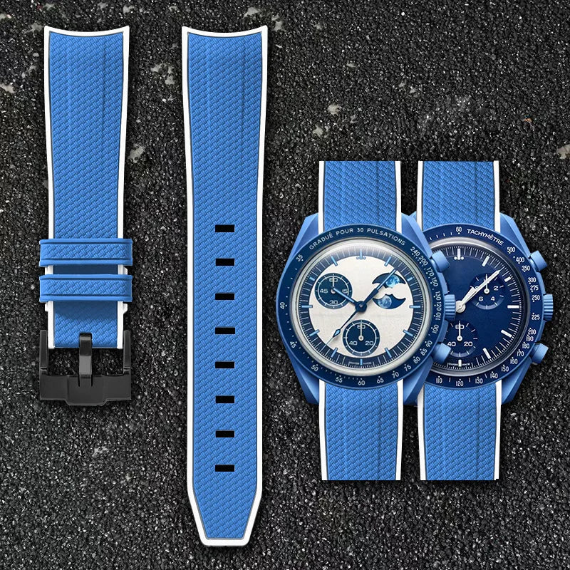 Per Omega Swatch 20mm Curva cinturino per orologio Speedmaster MoonSwatch Planet Snoopy cinturino cinturino a sgancio rapido braccialetto in gomma