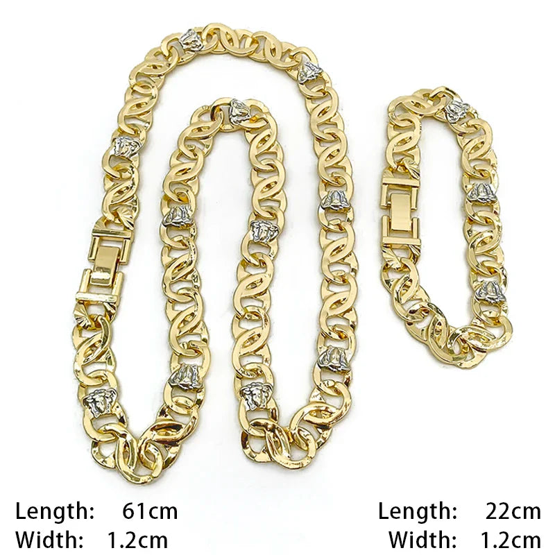 Set di Gioielli Originali per Uomo, Collana e Bracciale Hip Hop Placcati in Oro, Gioielleria alla Moda per Feste, Uso Quotidiano e Regali