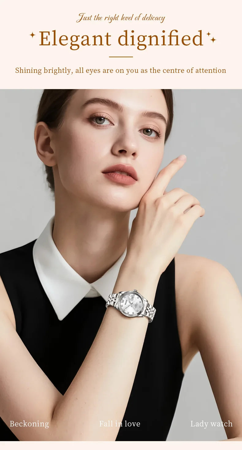OLEVS 3705 Orologio da donna 30M Orologio al quarzo con data impermeabile per donna Orologio da donna di lusso con scala di diamanti a specchio ad alta durezza