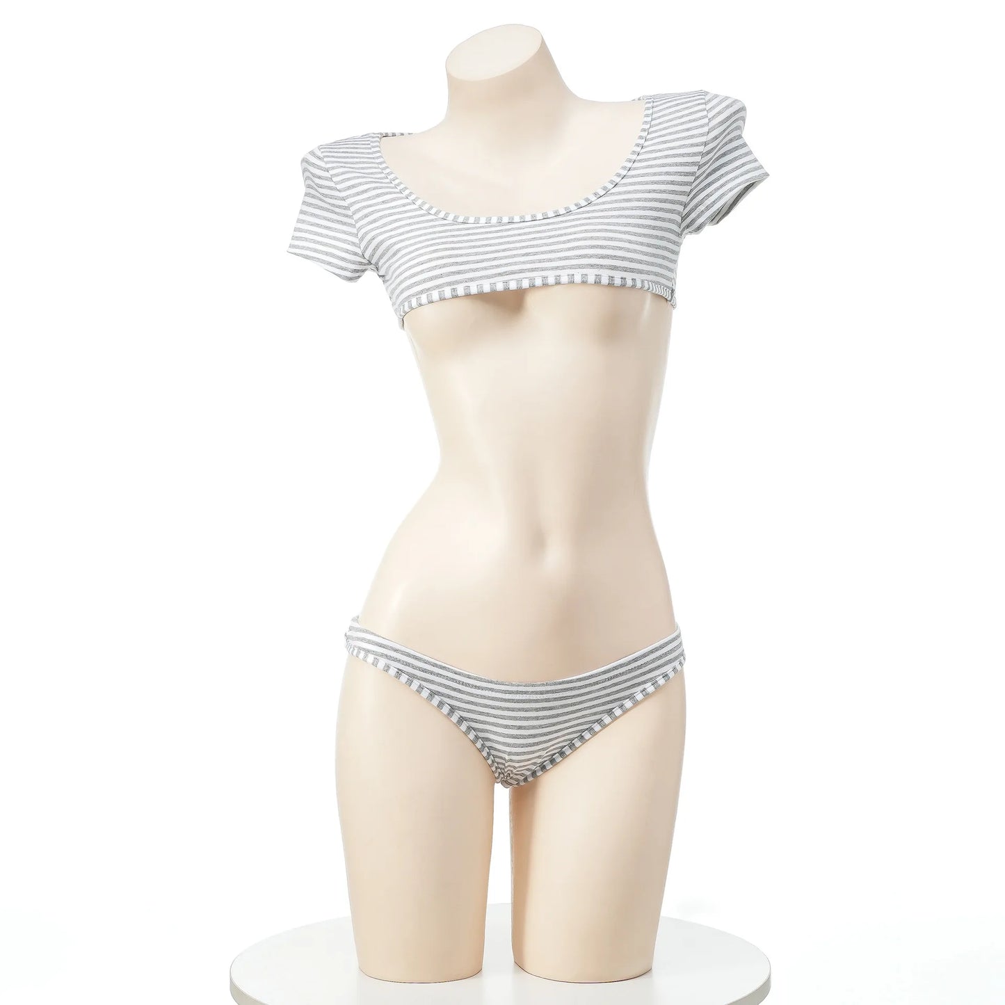 La biancheria intima giapponese della maglietta a righe Super corte imposta il Bikini uniforme delle ragazze del Costume Cosplay della scuola di stile a tre punti