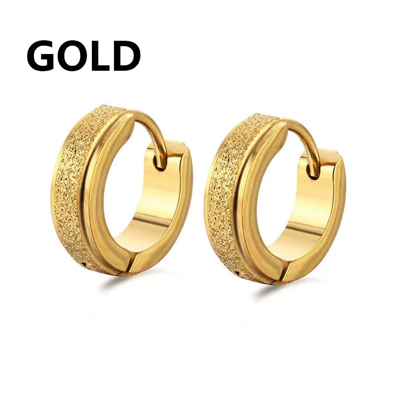 Orecchini a cerchio in acciaio inossidabile con glassa larga 2 pezzi orecchini rotondi neri per donna uomo Punk Vintage Circle Earring Jewelry Statement