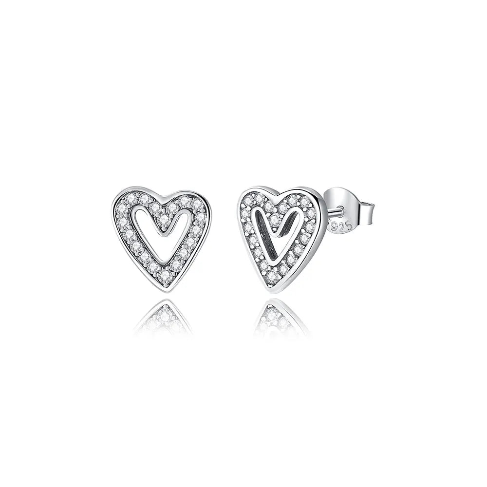 Orecchini Originali in Argento Sterling 925, Modello 2026, a Perno e a Cerchio con Cristalli, per Donna, in Oro Rosa, con Corona, Cuore, Infinito, Ape, Gioielli