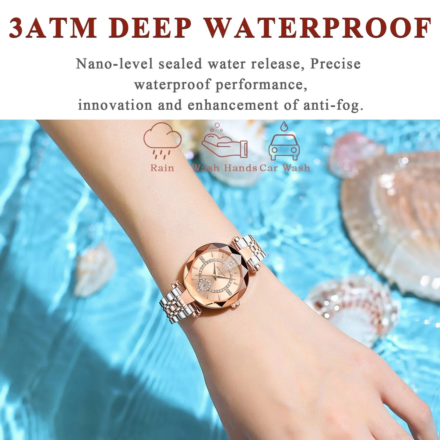 POEDAGAR Orologio da polso originale alla moda per donna Orologio da donna al quarzo con data in acciaio inossidabile impermeabile Orologi da donna casual di lusso