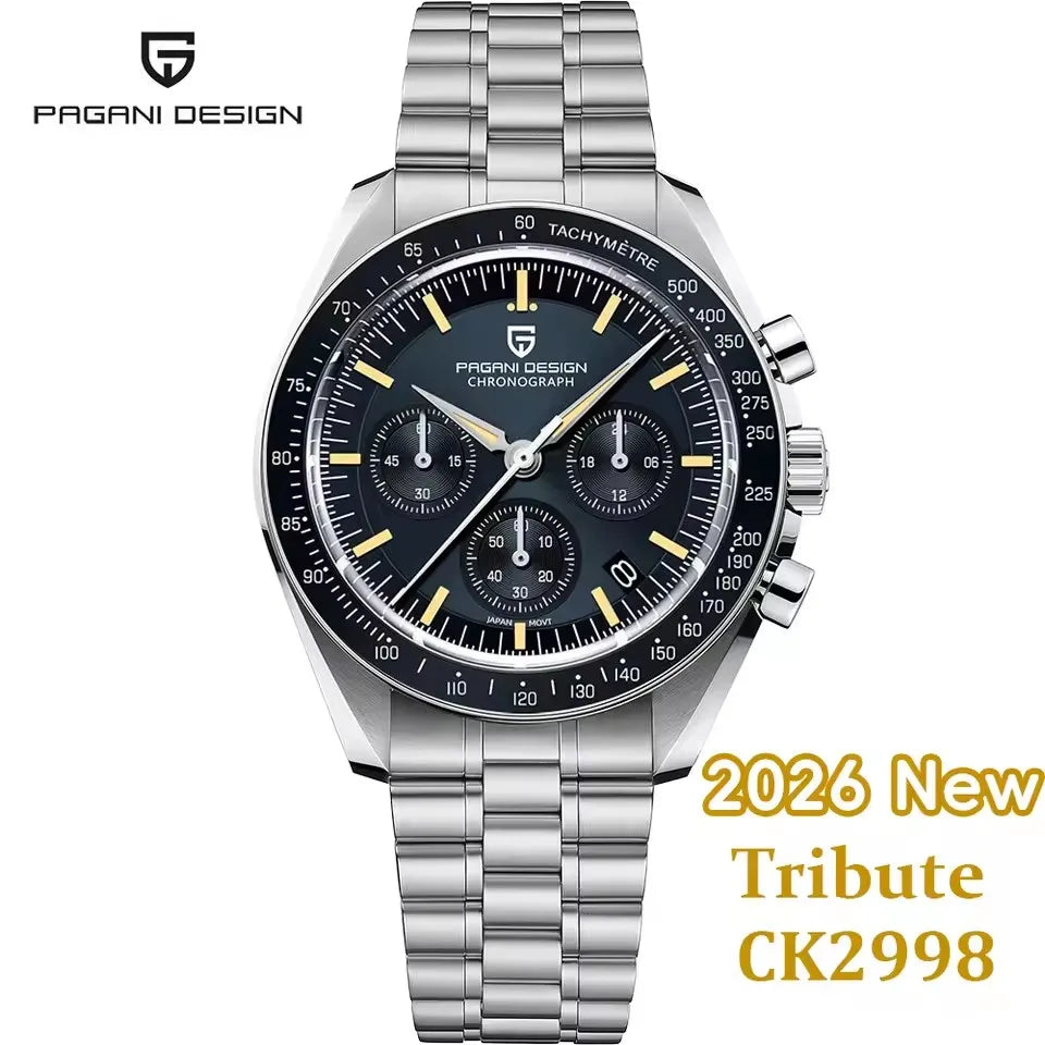 Nuovo Orologio da Uomo PAGANI DESIGN Golden Moon 2026, Orologio al Quarzo di Lusso, Cronografo Sportivo, Vetro Zaffiro AR, Impermeabile, Regalo